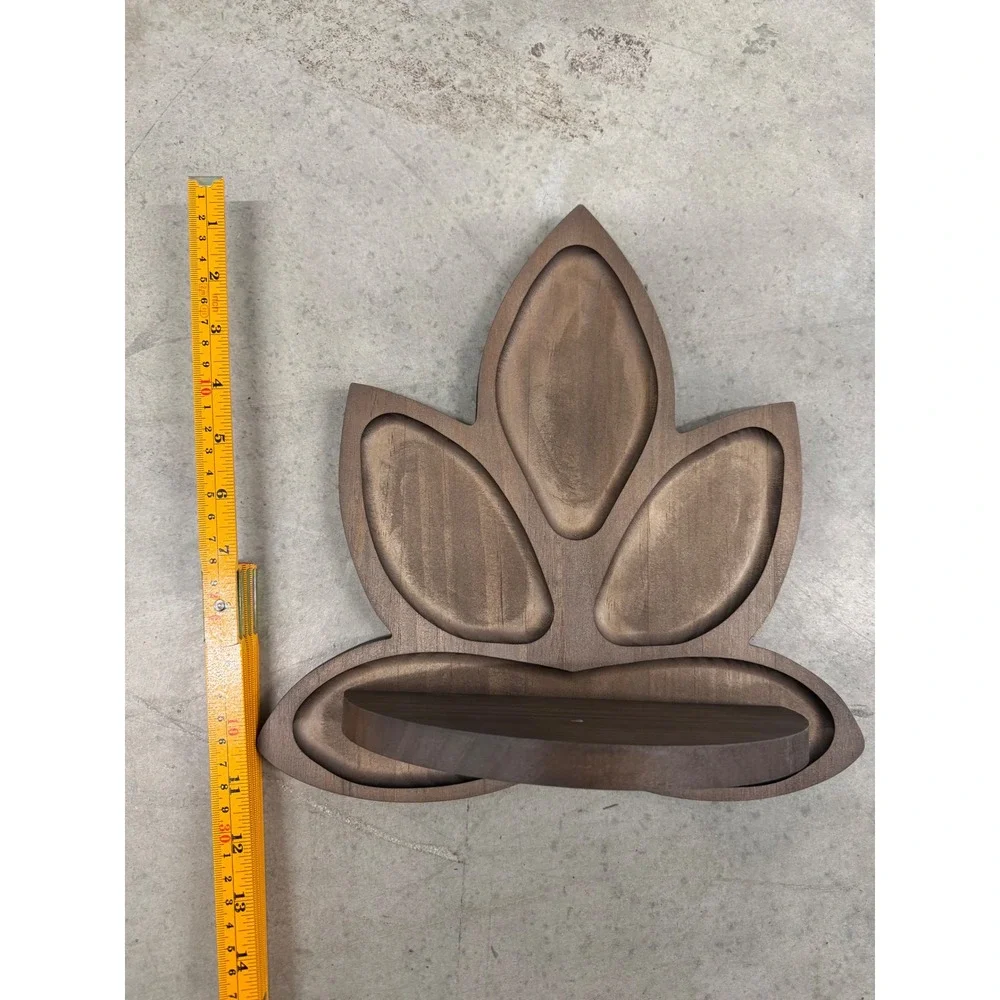 Lotus Flower Wood Wall Shelf Floating Crystal Display Boho Meditation Decor Brow